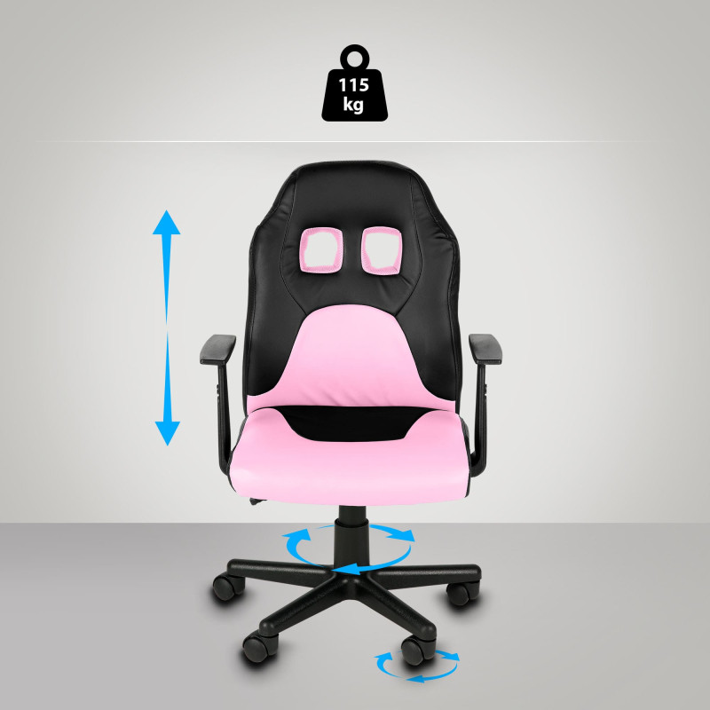 Chaise de bureau pour enfants Fun noir/rose