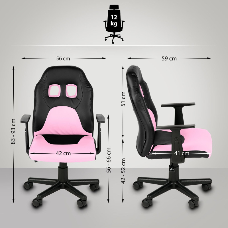 Chaise de bureau pour enfants Fun noir/rose