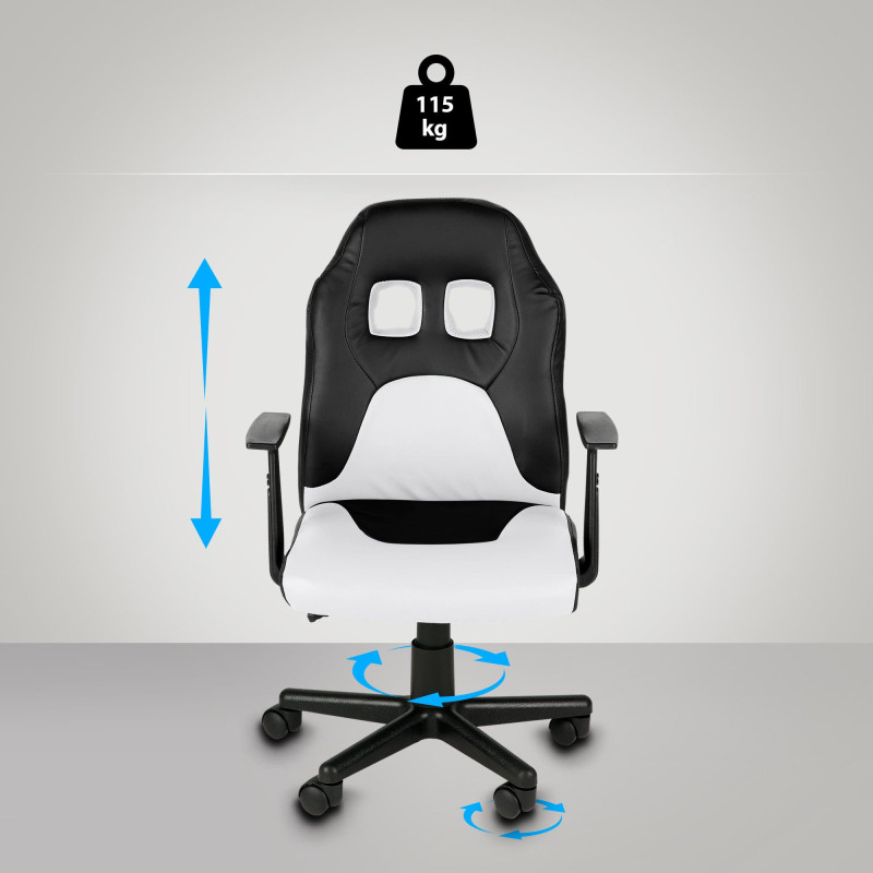 Chaise de bureau pour enfants Fun noir/blanc