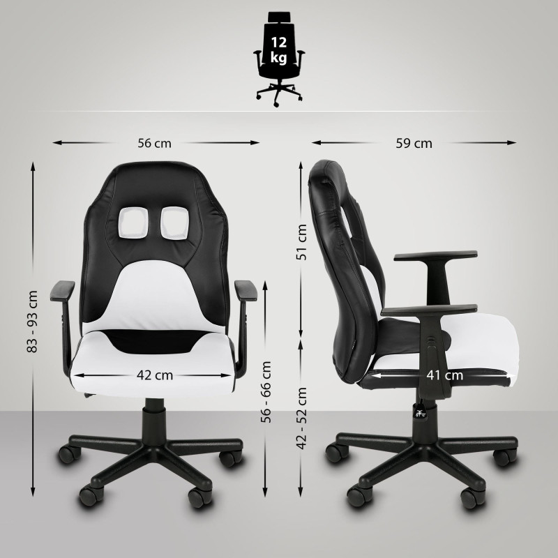 Chaise de bureau pour enfants Fun noir/blanc