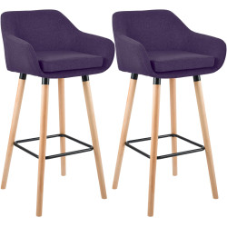 Conjunto de 2 banquetas de bar Grant em tecido roxo