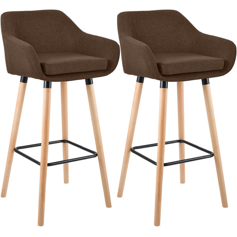 Ensemble de 2 tabourets de bar Grant, en tissu marron