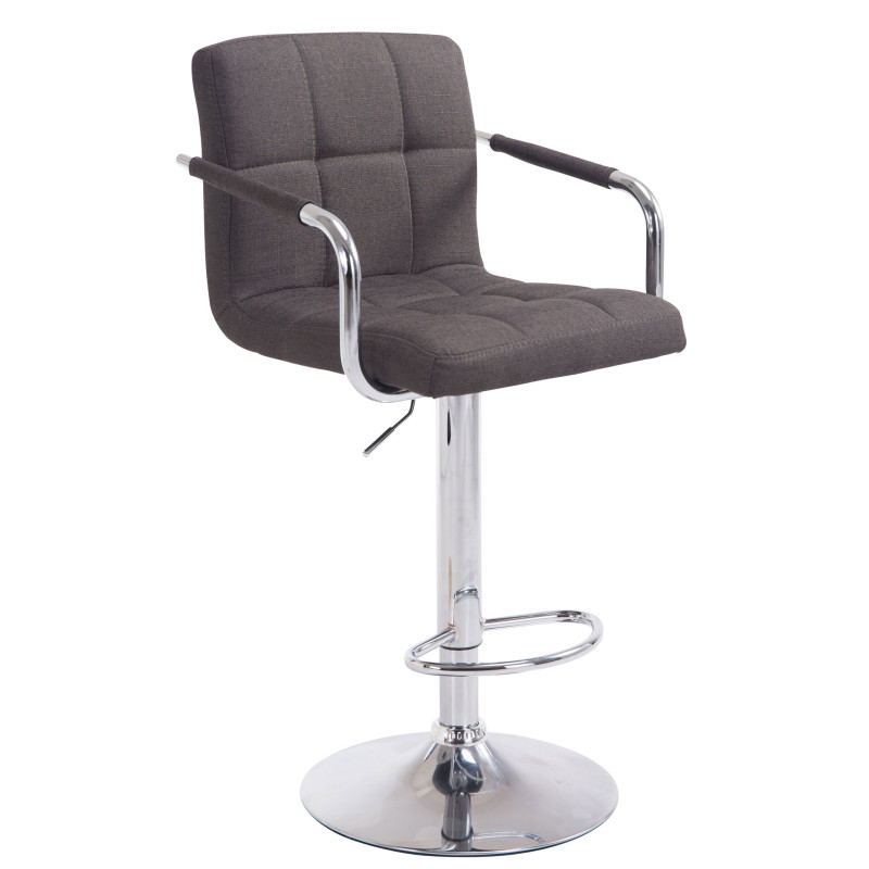 Tabouret de bar Lucy V2 tissu chromé gris foncé
