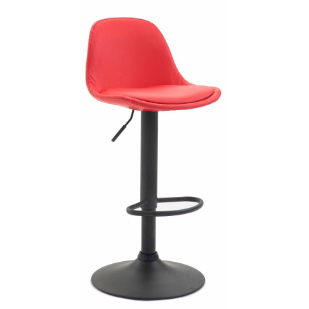 Tabouret de bar Kiel, entièrement rembourré, similicuir, noir/rouge