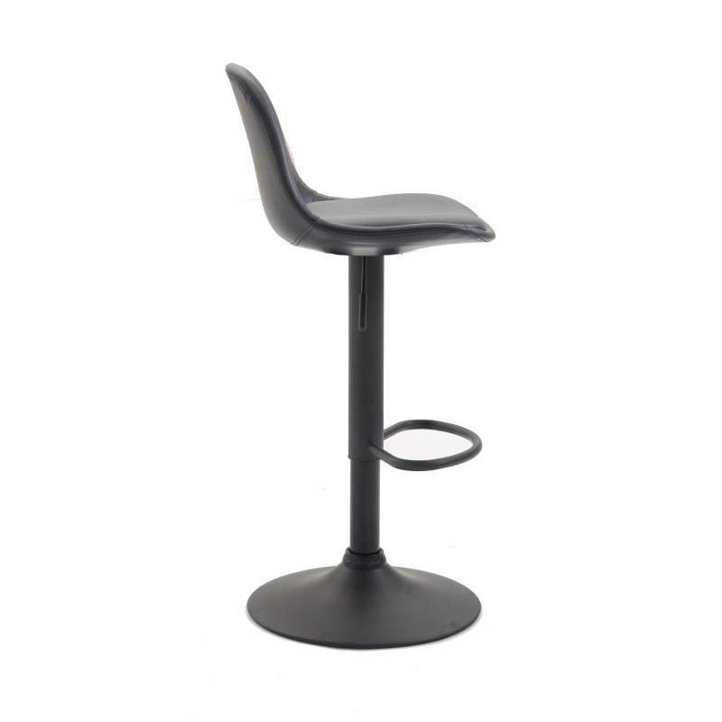 Taburete de bar Kiel, totalmente tapizado, piel sintética, negro.