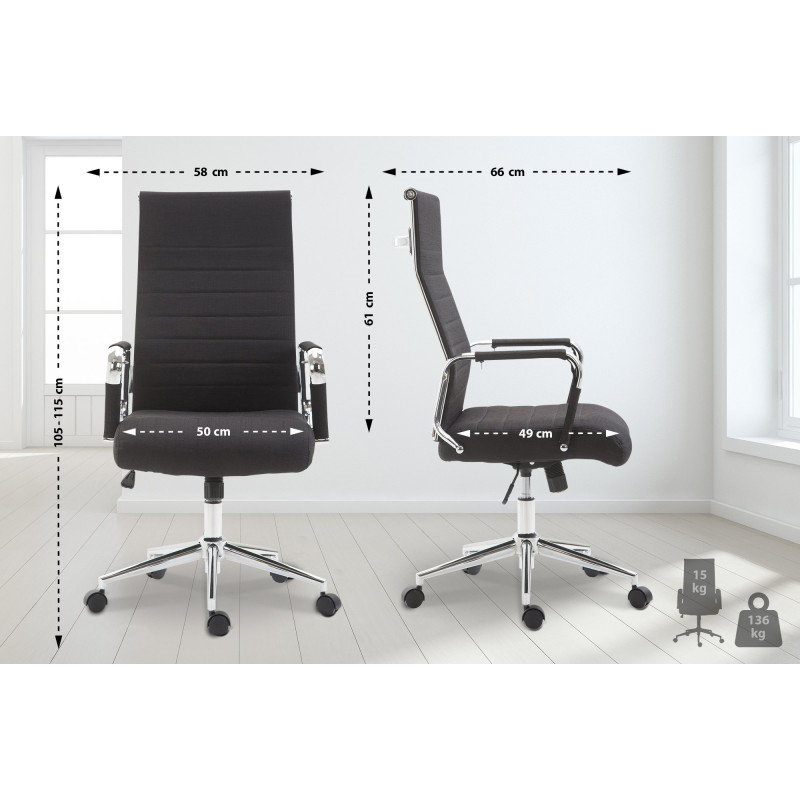 Chaise de bureau Columbus en tissu noir