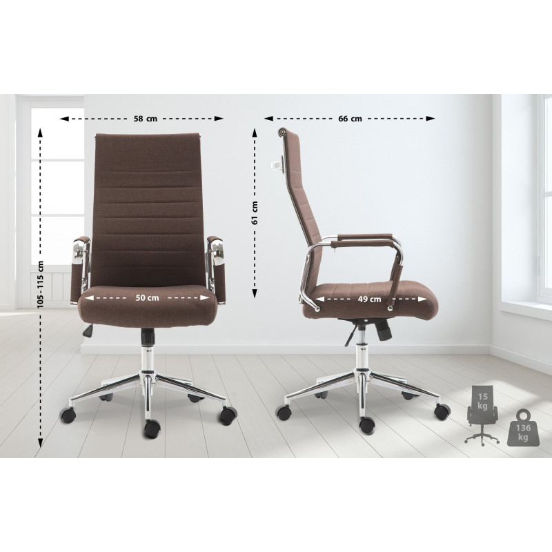 Chaise de bureau Columbus en tissu brun