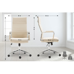 Chaise de bureau Columbus en tissu crème