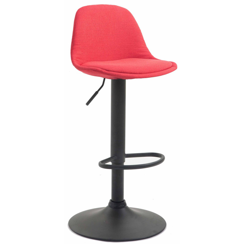 Tabouret de bar Kiel en tissu noir et rouge