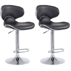 Ensemble de 2 tabourets de bar Las Vegas V2, similicuir, chrome, noir