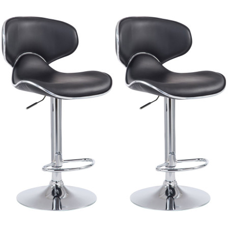 Ensemble de 2 tabourets de bar Las Vegas V2, similicuir, chrome, noir