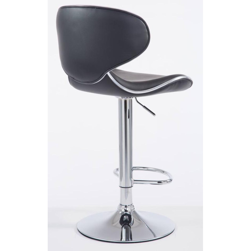 Juego de 2 taburetes de bar Las Vegas V2, imitación piel, cromados, negros