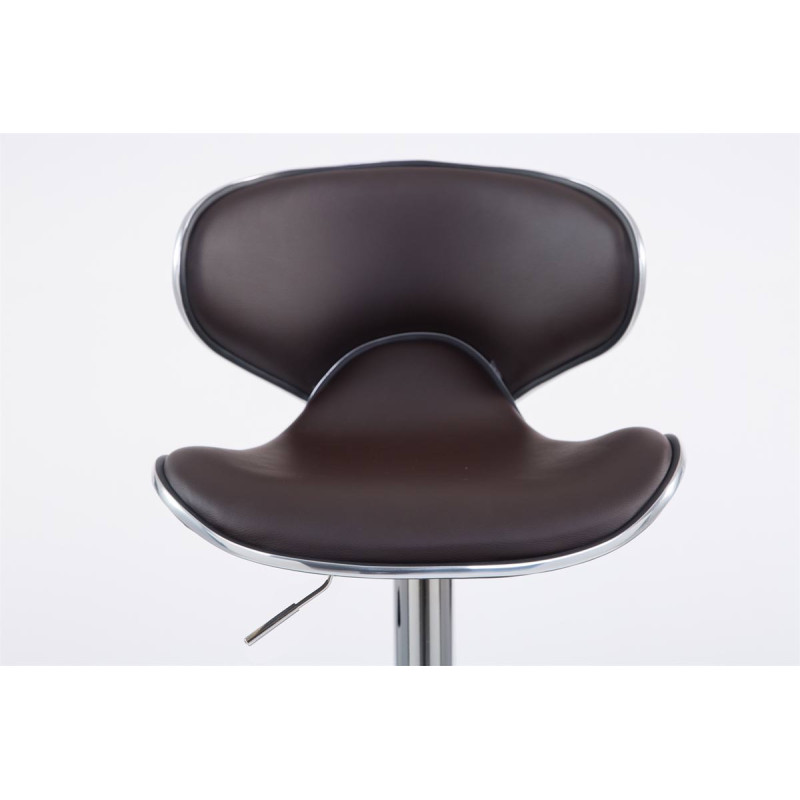 Juego de 2 taburetes de bar Las Vegas V2, imitación de cuero, color marrón cromado