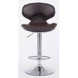 Juego de 2 taburetes de bar Las Vegas V2, imitación de cuero, color marrón cromado