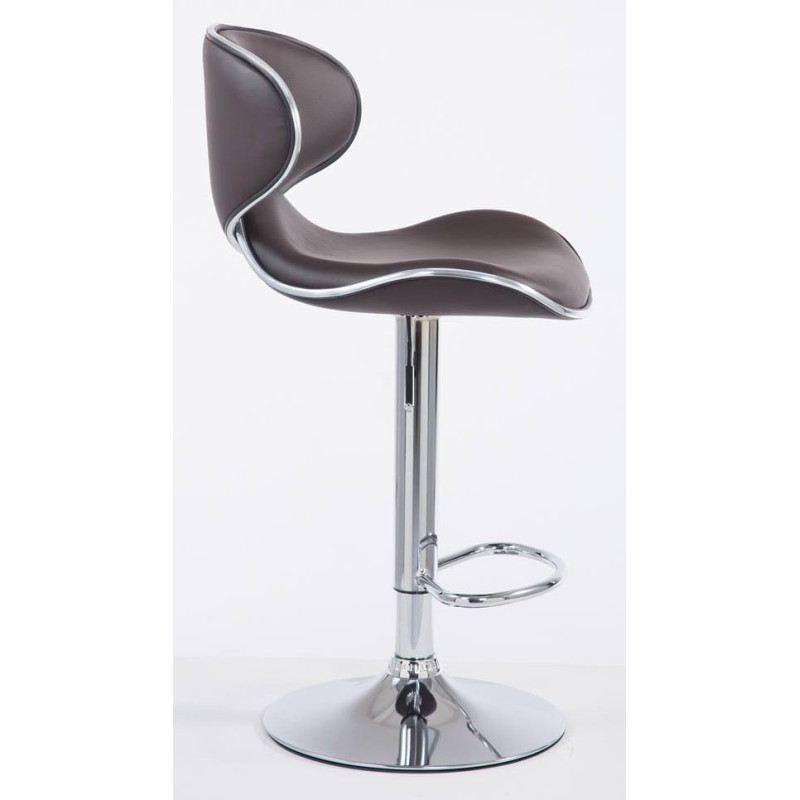 Juego de 2 taburetes de bar Las Vegas V2, imitación de cuero, color marrón cromado