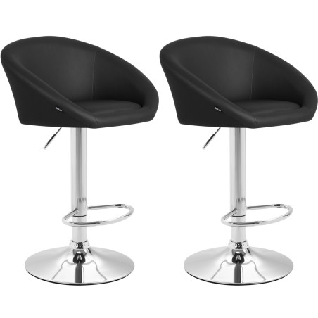 Lot de 2 tabourets de bar Miami V2, similicuir, noir