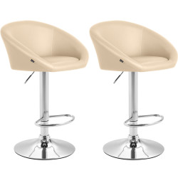 Ensemble de 2 tabourets de bar Miami V2 en similicuir crème