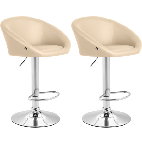 Ensemble de 2 tabourets de bar Miami V2 en similicuir crème
