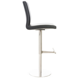Tabouret de bar Cadiz, similicuir, acier inoxydable, noir
