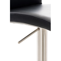 Tabouret de bar Cadiz, similicuir, acier inoxydable, noir