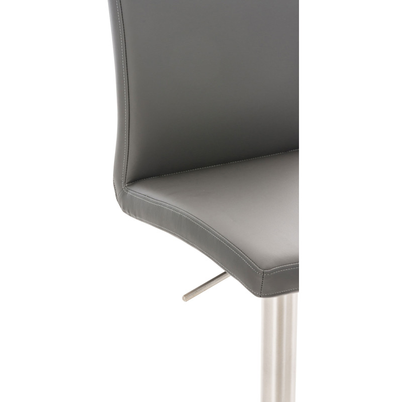 Tabouret de bar Cadiz, similicuir, acier inoxydable, gris