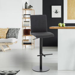 Tabouret de bar Cadiz, tissu noir/gris foncé