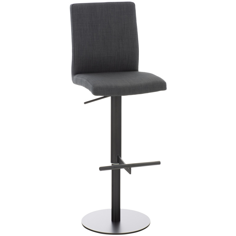 Tabouret de bar Cadiz, tissu noir/gris foncé
