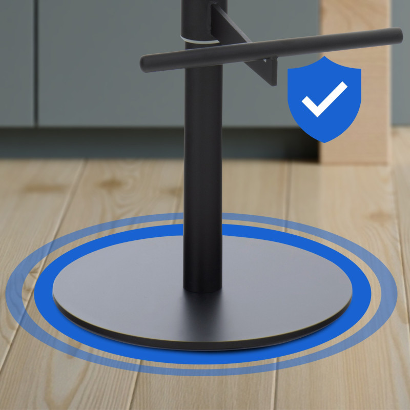 Tabouret de bar Cadiz, tissu noir/gris foncé