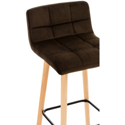 Tabouret de bar Lincoln en velours marron