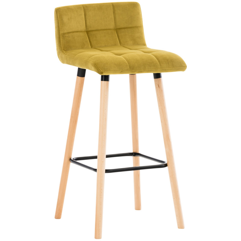 Tabouret de bar Lincoln en velours jaune