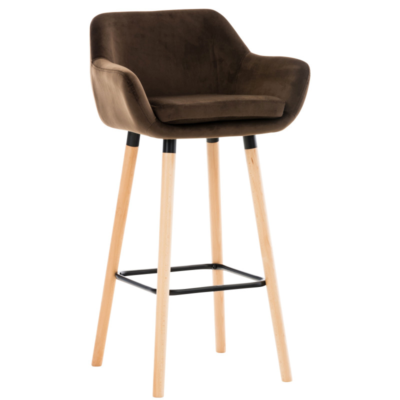 Tabouret de bar Grant, velours, marron