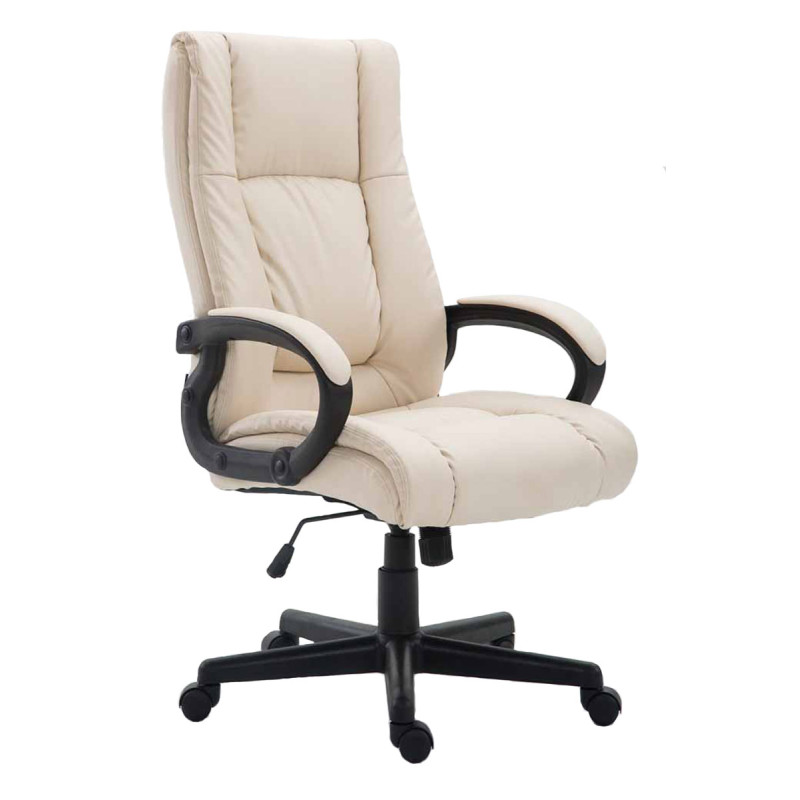 Chaise de bureau XL Sparta en cuir artificiel crème