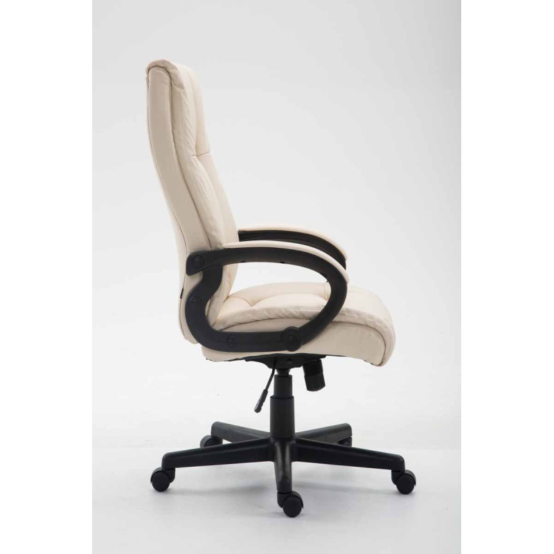 Chaise de bureau XL Sparta en cuir artificiel crème