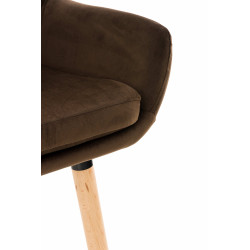 Tabouret de bar Grant, velours, marron