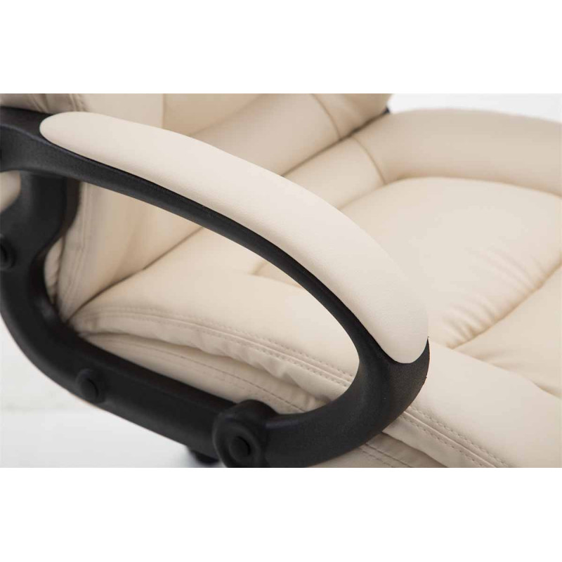 Chaise de bureau XL Sparta en cuir artificiel crème