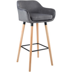 Tabouret de bar Grant en velours gris