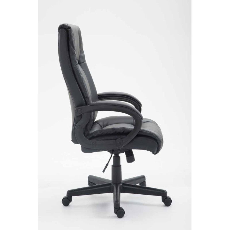 Chaise de bureau XL Sparta en cuir artificiel noir