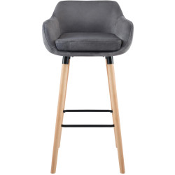 Tabouret de bar Grant en velours gris