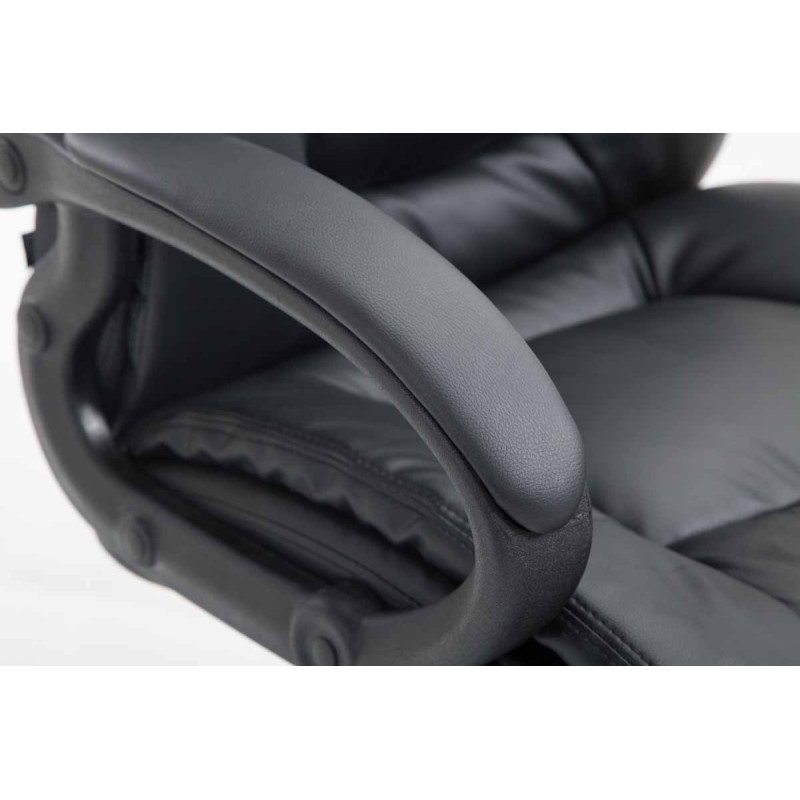 Chaise de bureau XL Sparta en cuir artificiel noir