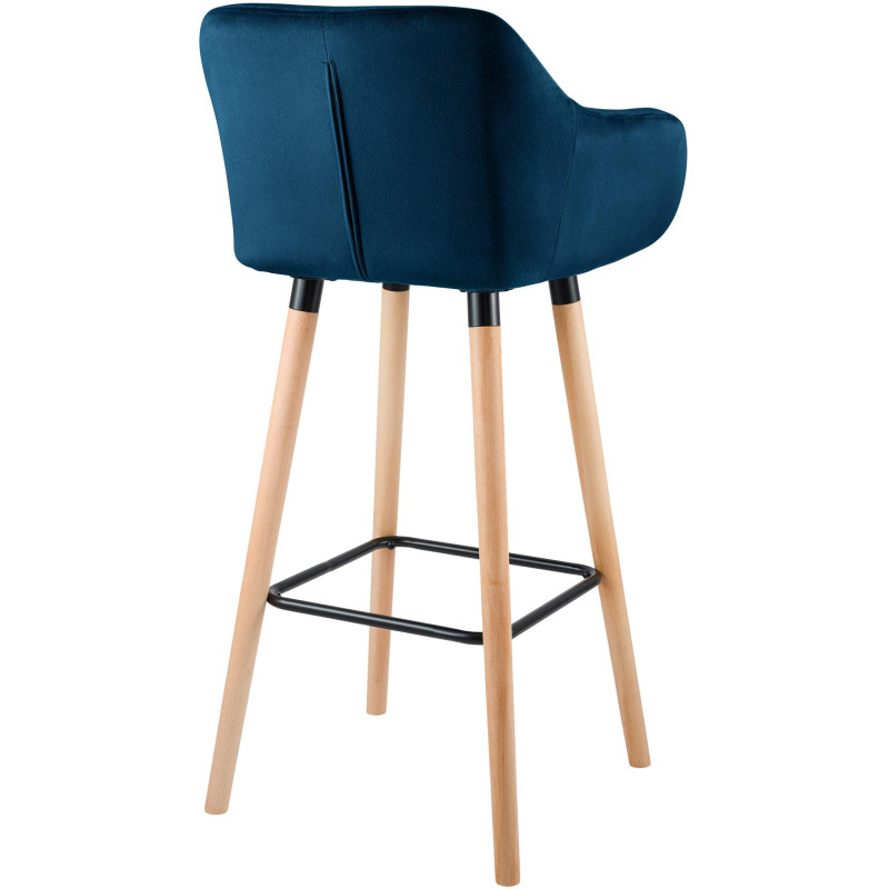 Tabouret de bar Grant en velours bleu