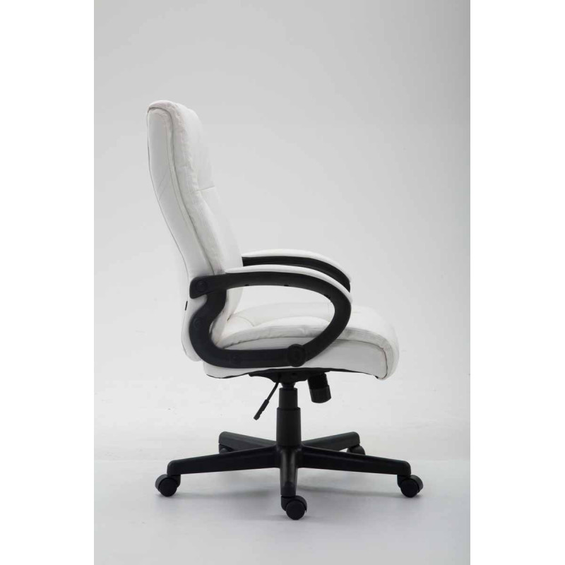 Chaise de bureau XL Sparta en cuir artificiel blanc