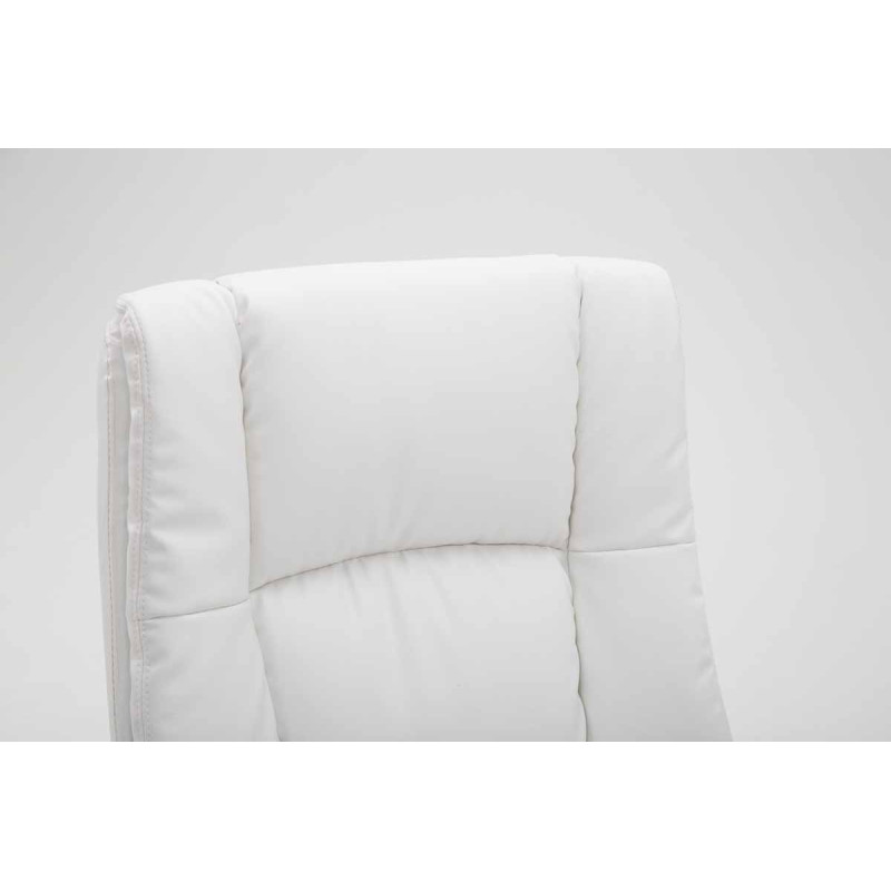Chaise de bureau XL Sparta en cuir artificiel blanc