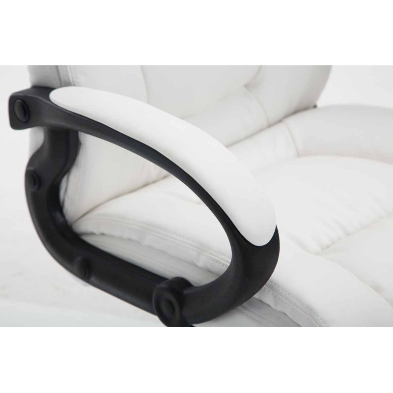 Chaise de bureau XL Sparta en cuir artificiel blanc