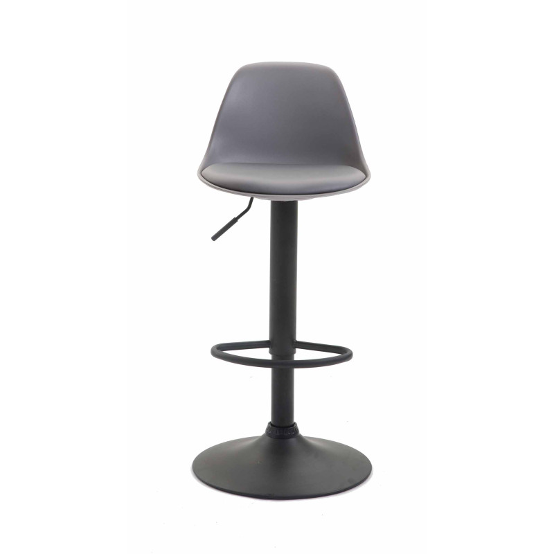 Tabouret de bar Kiel, similicuir, noir/gris