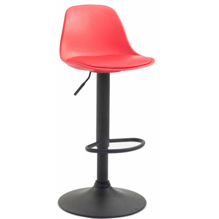 Tabouret de bar Kiel, similicuir, noir/rouge