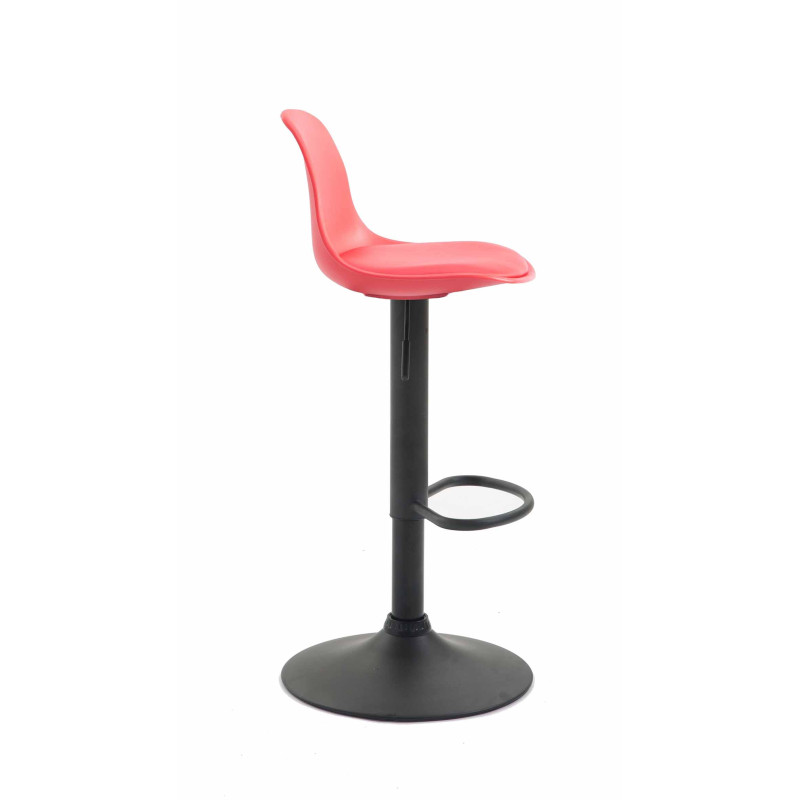 Tabouret de bar Kiel, similicuir, noir/rouge