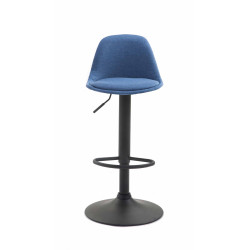 Tabouret de bar Kiel en tissu noir et bleu