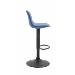 Tabouret de bar Kiel en tissu noir et bleu