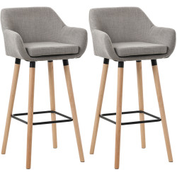 Lot de 2 tabourets de bar Grant tissu gris