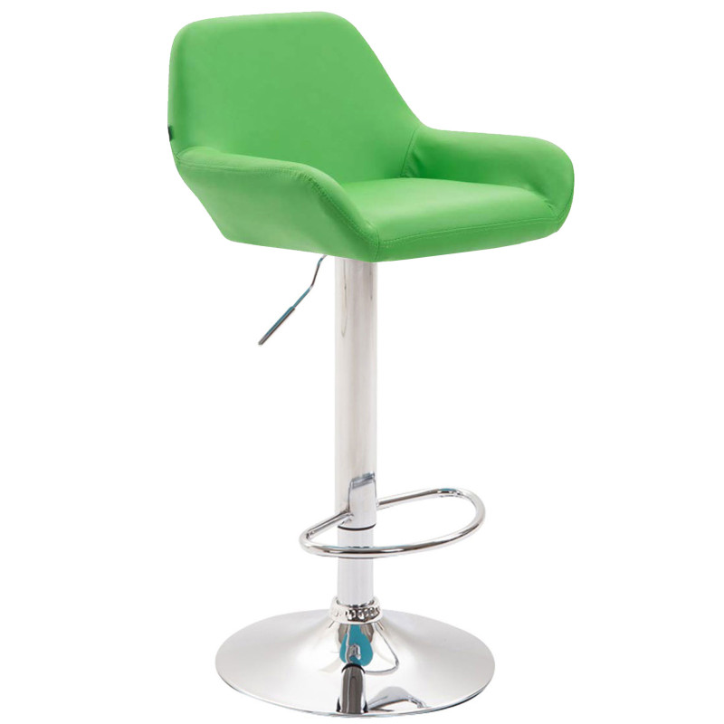 Tabouret de bar Braga, similicuir, vert chromé